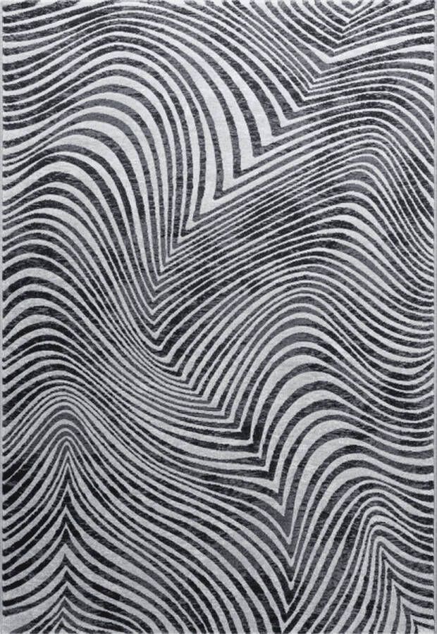 ZAZA Home Alvie 7696 200x290 Modern vloerkleed modern design strepen onderhoudsvriendelijk zwart en wit