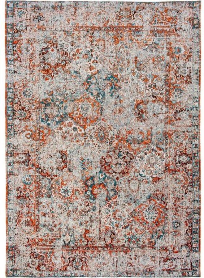 ZAZA Home Antiquarian 9128 140x200 Vintage vloerkleed Antiquarian Bakhtiari Galata 9128 Laagpolig Vintage Tapijt makkelijk schoon te maken allergievriendelijk anti slipmat katoen oranje en turqoise