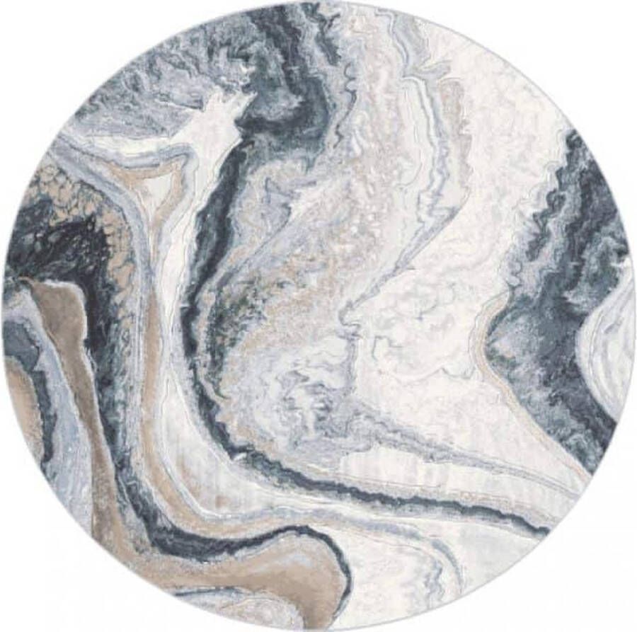 ZAZA Home Aspen 8656 160 rond modern vloerkleed marmer vloerkleed allergievriendelijk makkelijk schoon te maken neutrale kleuren blauw
