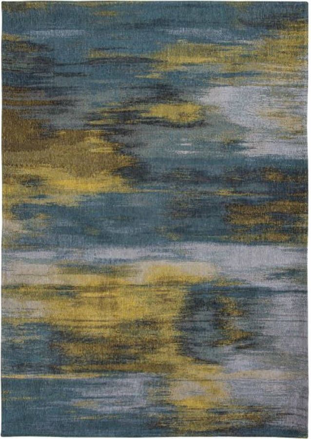 ZAZA Home Atlantic 9119 140x200 Vintage vloerkleed Atlantic Monetti 9119 vintage design rechthoek laagpolig tapijt industrieel vlakgeweven antislip onderkant allergievriendelijk zacht aan de voeten makkelijk schoon te maken blauw en geel