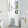 ZAZA Home Badkamermeubel hoge kast badkamermeubel met 2 lamellen deuren opbergkast met lade uitneembare X vormige plank Scandinavische stijl wit - Thumbnail 2