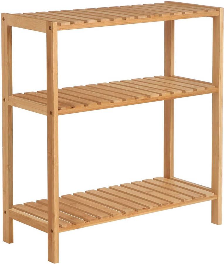 ZAZA Home SONGMICS BCB33Y Badkamerrek keukenrek schoenenrek bamboe staand rek 60 x 26 x 66 cm ideaal voor badkamer woonkamer hal keuken balkon