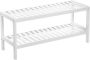 ZAZA Home Bamboe Schoenenrek Met 2 Niveaus 26 X 70 X 33 Cm Organizer Voor Schoenen Planten Boeken Wit Ideaal Voor Woonkamer Hal Slaapkamer Badkamer - Thumbnail 1