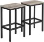 ZAZA Home Vasagle Barkruk 2-delige set barstoelen keukenstoelen voor keuken woonkamer eetkamer industrieel design grijpzwart LBC065B02 - Thumbnail 1