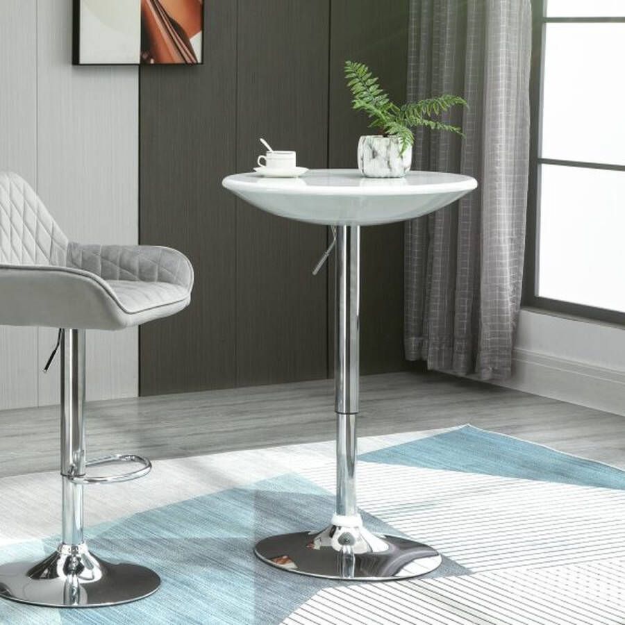 ZAZA Home Bart tafel moderne eettafel bureau hoogte aanpassing metaal abs schilderen wit Ø61 x 76-97 cm