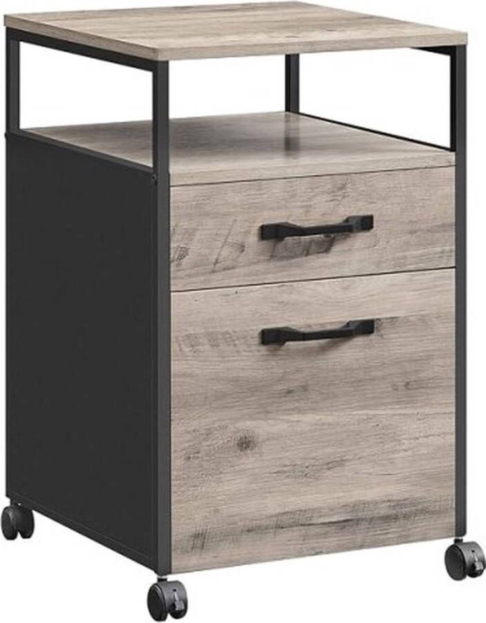 ZAZA Home Bestandskast mobiele archiefkast met wielen 2 laden open plank voor A4 Lettergrootte hangende bestandsmappen Greige en Black Beige Black - Foto 2