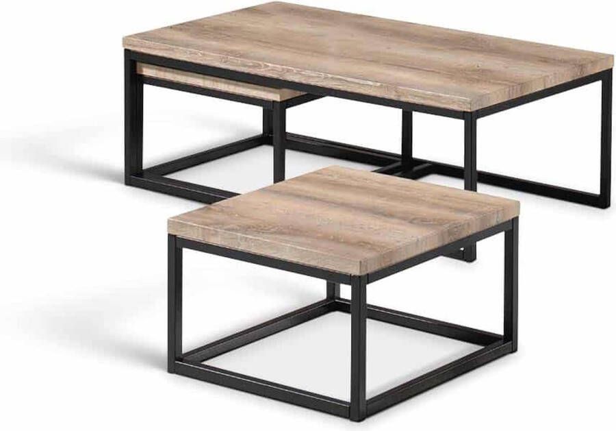 ZAZA Home Bijzettafel 3-Delig 'Hamilton' Oude Eik - Foto 2