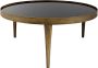 ZAZA Home Bijzettafel Goud L Salontafel Onyx rond 90x39 cm koffietafel 3 potige grote tafel bronzen effect glasplaat goud - Thumbnail 1