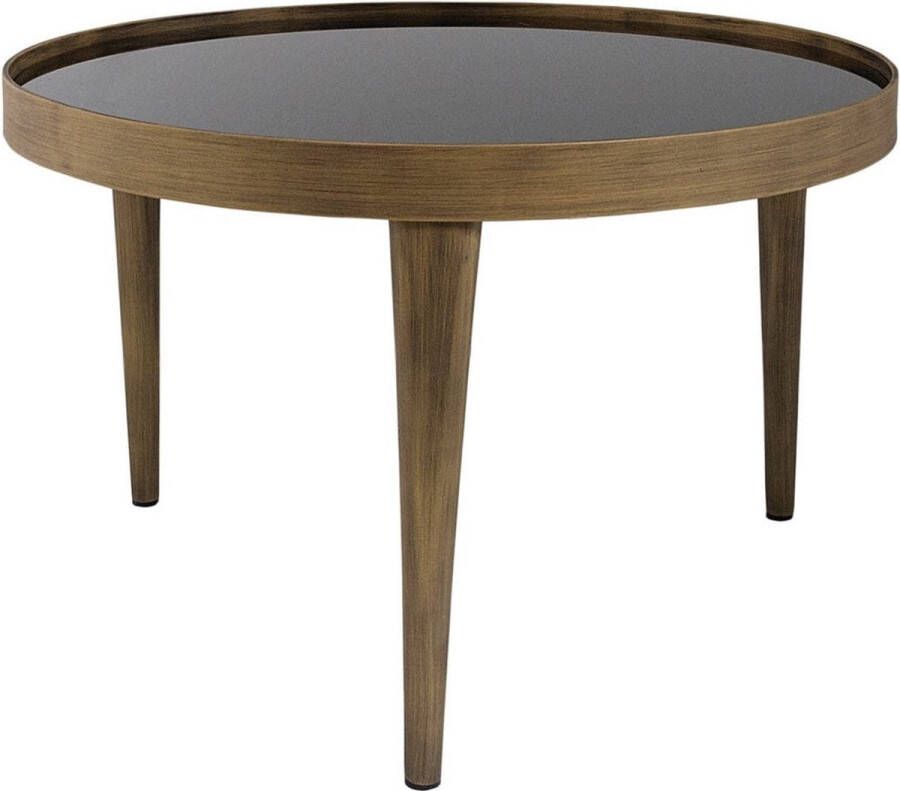 ZAZA Home Bijzettafel Goud M Salontafel Onyx rond 70x47 cm koffietafel 3 potige middelgrote tafel bronzen effect glasplaat goud - Foto 2