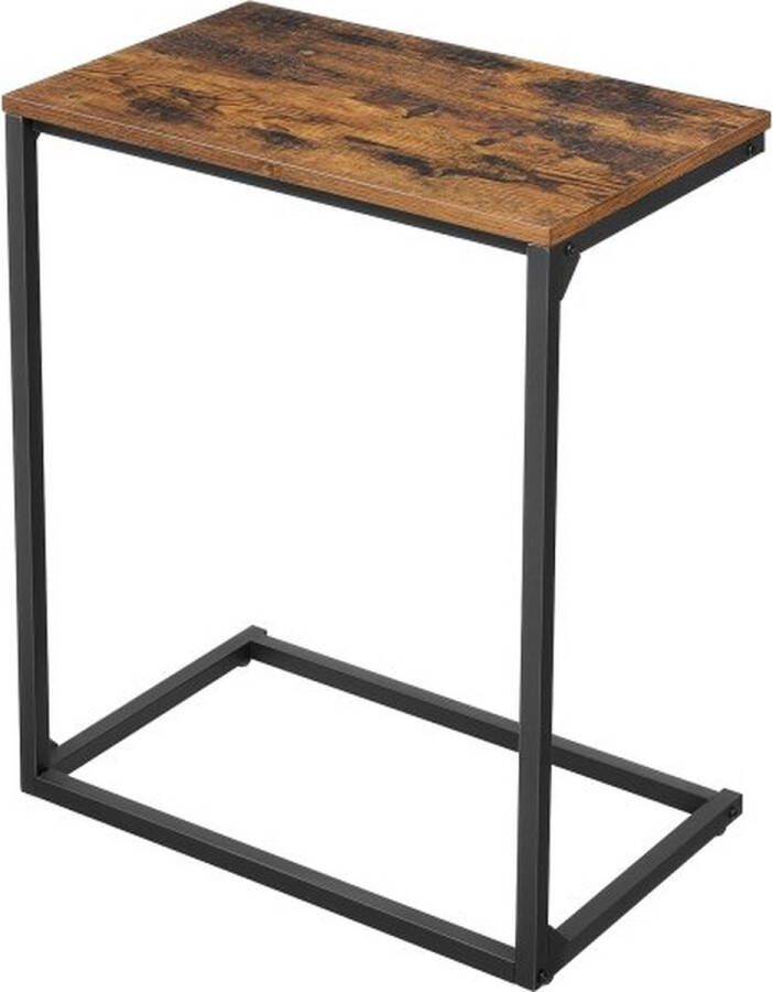 ZAZA Home Bijzettafel kleine salontafel laptoptafel slaapkamer woonkamer werken in bed of op de bank eenvoudige constructie stal industriële stijl vintage bruin en zwart
