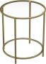 ZaZa Home & Office Zaza Home bijzettafel rond glazen tafel met gouden metalen frame kleine salontafel nachtkastje sofatafel balkon robuust gehard glas stabiel decoratief goud LGT20G - Thumbnail 2