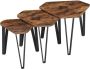 ZaZa Home & Office ZAZA Home bijzettafelset 3 st. nachtkastjes salontafels met metalen poten eenvoudige constructie industrieel ontwerp vintage bruin-zwart - Thumbnail 2
