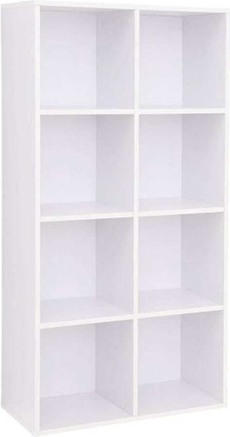 ZAZA Home Boekenkast boekenplank met 8 compartimenten vloer staande kantoorplank vrijstaande kantoorplank decoratie kantoor woonkamer slaapkamer kinderkamer wit LBC24WT