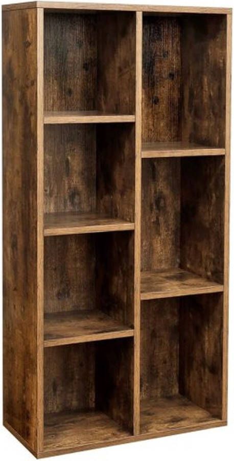 ZAZA Home Boekenkast kubusplank opslagunit voor kinderen met 7 open compartimenten voor woonkamer kantoor slaapkamer scheidingswanden 50 x 24 x 106 cm Rustiue Brown