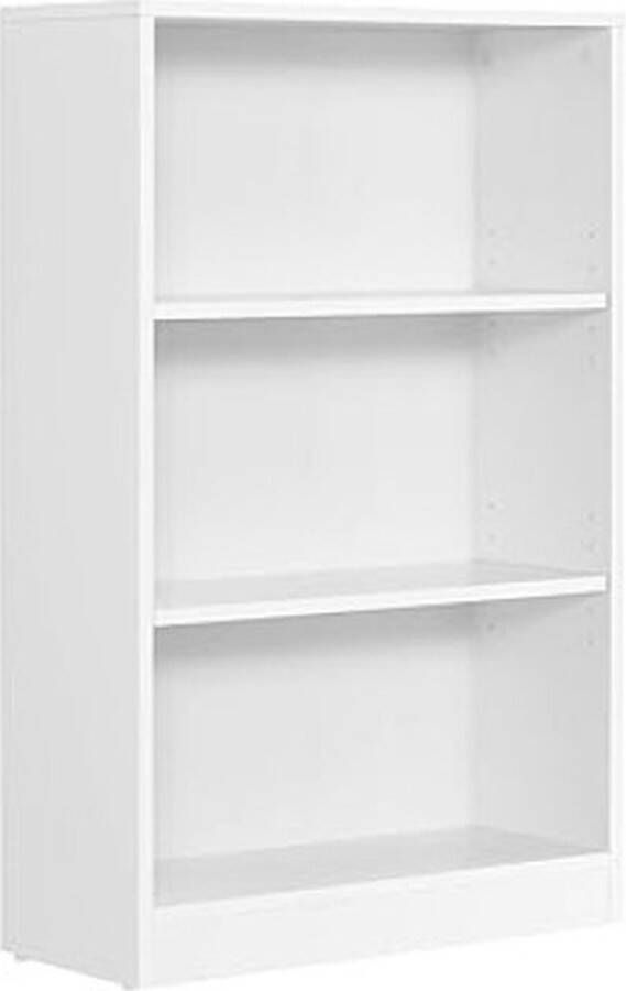 ZAZA Home Boekenkast vrijstaand met 3 compartimenten in hoogte verstelbare planken voor woonkamer kinderkamer kantoor 60 x 24 x 93 cm witte
