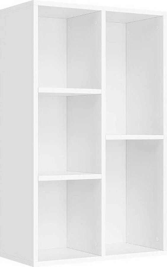 ZAZA Home Boekenplank met 5 compartimenten voor woonkamer studie kinderkamer kantoor kamerscherm 50 x 24 x 80 cm witte LBC25WT