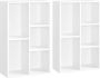 ZAZA Home Boekenplank plank standplank set van 2 met 5 compartimenten voor woonkamer studie kinderkamer kantoor kamerverdeler 24 x 50 x 80 cm witte - Thumbnail 2