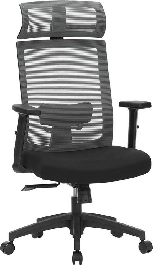 ZAZA Home Bureaustoel met netbespanning hoofdsteun en armleuningen grijs