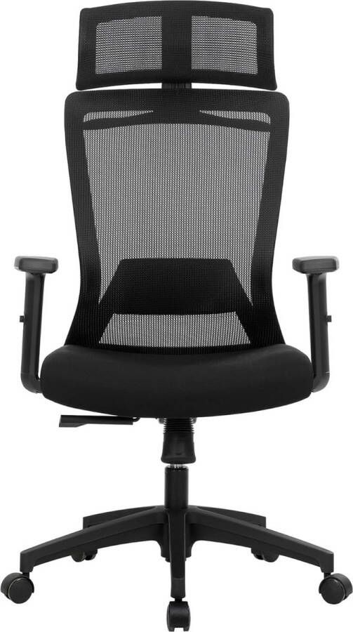 ZAZA Home Bureaustoel van canvas ergonomische stoel draaibare zitting met kleerhanger rugleuning kantelbaar tot 120° in hoogte verstelbaar zwart