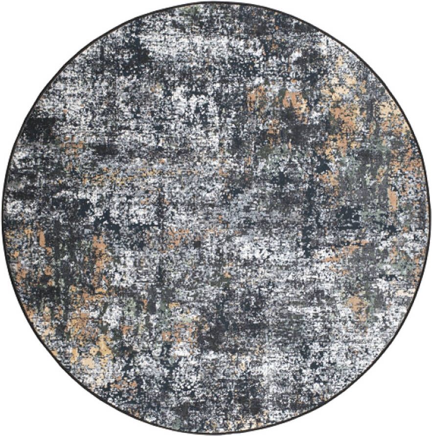 ZAZA Home Colorado 3535 240rond Rond modern vloerkleed gemeleerd patroon onderhoudsvriendelijk zacht vloerkleed allergievriendelijk makkelijk schoon te maken oranje en antraciet