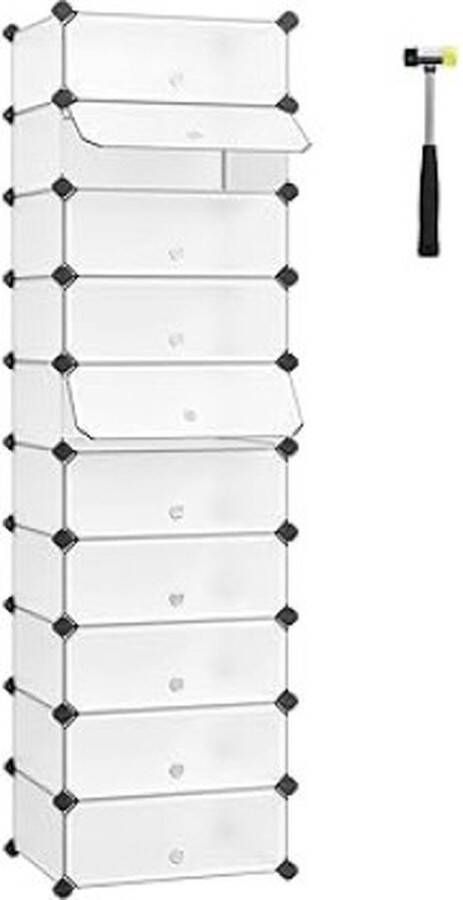ZAZA Home Songmics LPC10W Schoenenrek met 10 niveaus wit 173 x 48 x 36 cm