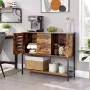 ZaZa Home & Office Dressoir 1 plank voor eetkamer woonkamer keuken vintage bruin-zwart - Thumbnail 1