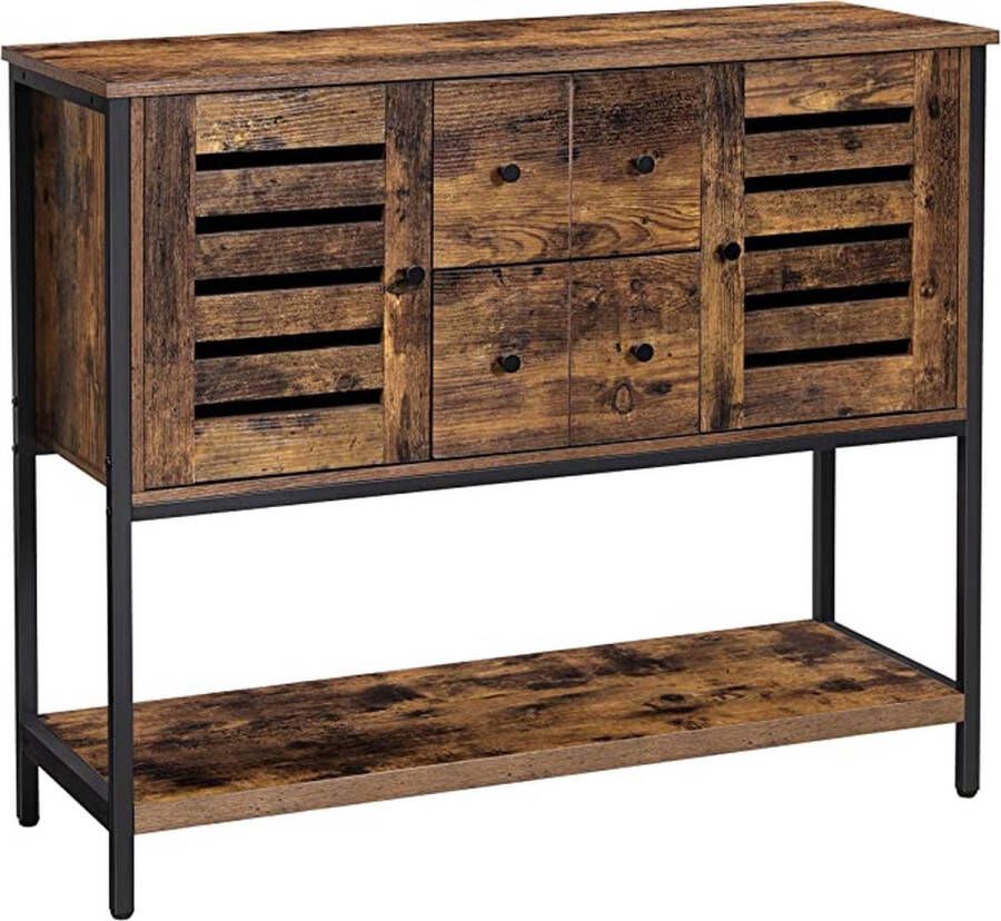 ZAZA Home Dressoir 1 plank voor eetkamer woonkamer keuken vintage bruin-zwart