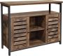 ZAZA Home dressoir zijkast keukenkast met open planken gangkast ladekast met lamellaire deuren woonkamer eetkamer kantoor hal industrieel design vintage donkerbruin LSC79BX - Thumbnail 2