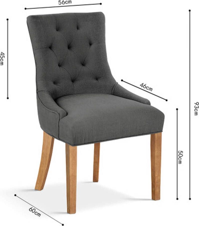 ZAZA Home Eetkamerstoel 'Fancy' Stof Antraciet Poten exotisch hout en bekleding 100% polyester