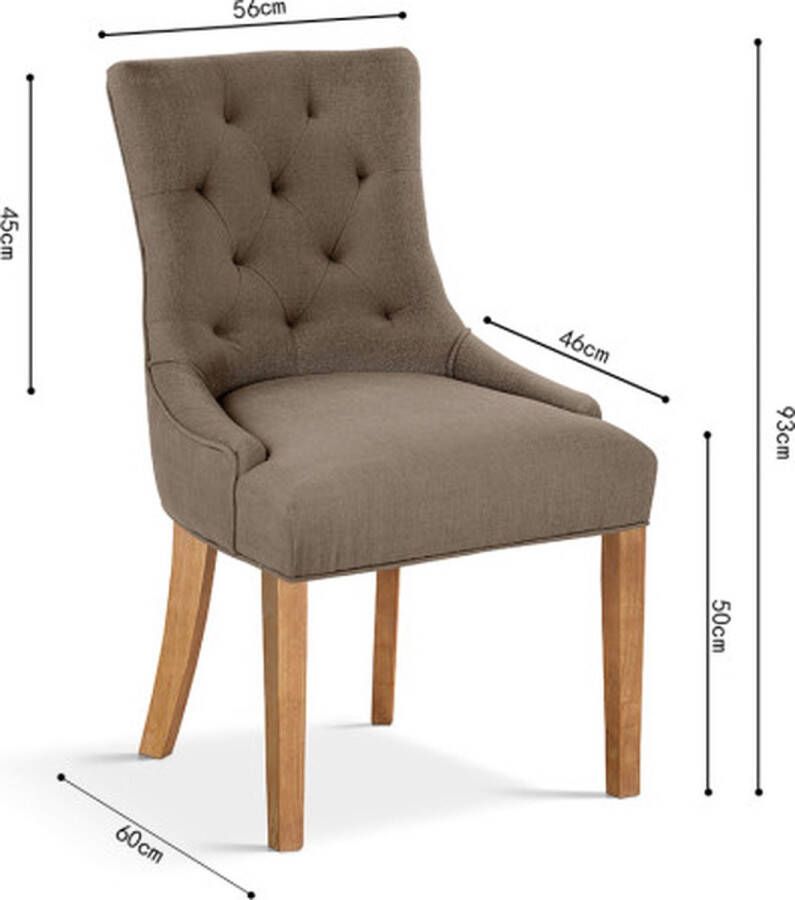 ZAZA Home Eetkamerstoel 'Fancy' Stof Taupe Poten exotisch hout en bekleding 100% polyester