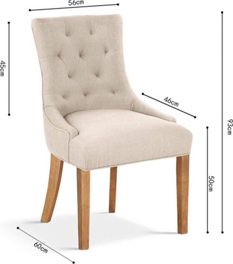 ZAZA Home Eetkamerstoel 'Fancy' Stof Zand Poten exotisch hout en bekleding 100% polyester