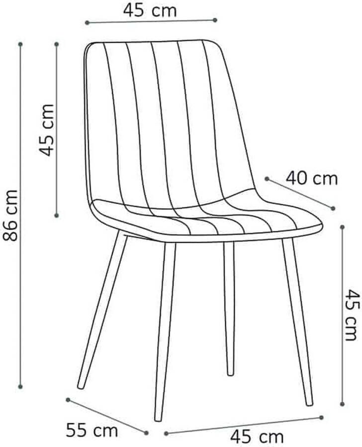 ZAZA Home Eetkamerstoel 'Willis' Fluweel Blauw Poten metaal en bekleding velours