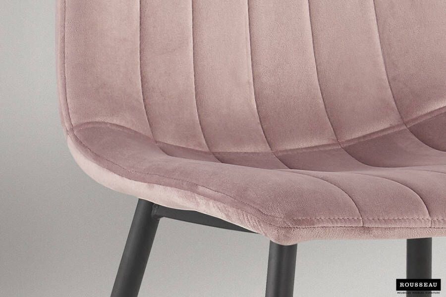 ZAZA Home Eetkamerstoel 'Willis' Fluweel Roze Poten metaal en bekleding velours