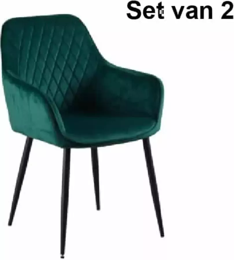 ZAZA Home Eetkamerstoel Beverly fluweel Groen set van 2