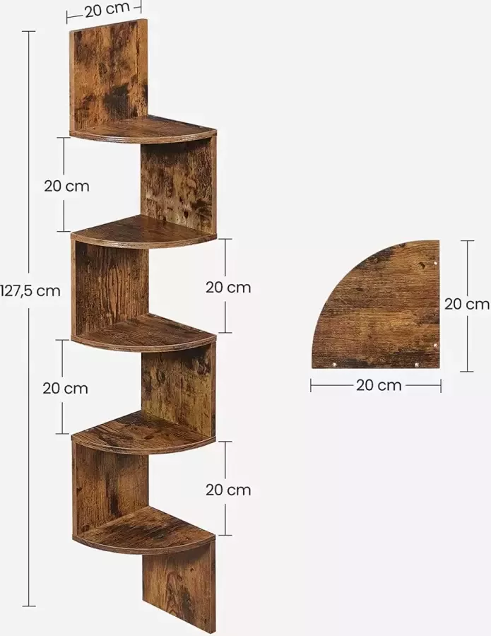 ZaZa Home & Office Hoekplank Boekenplank Wandplank Bruin Hout