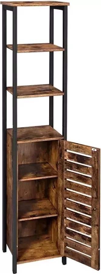 ZaZa Home & Office Hoge kast smalle keukenplank met 3 planken en kast boekenplank hoge zijkast industrieel design woonkamer slaapkamer gang 37 x 30 x 167 cm vintage LSC37BX - Foto 2