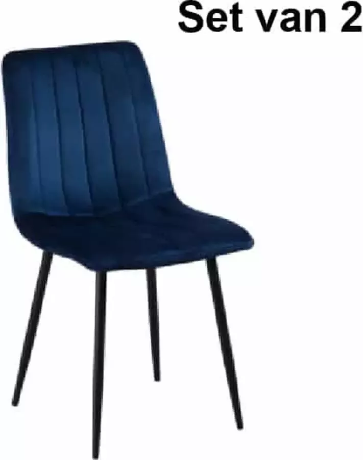 ZaZa Home & Office Jayden fluwelen eetkamerstoelen set van 2 Blauw