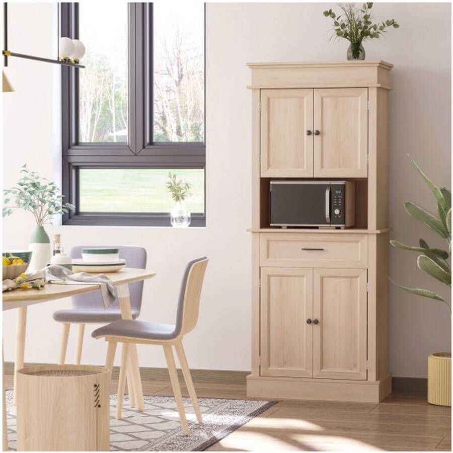 ZaZa Home & Office Keukenkast lang kast met lade eetkamer kast met hoogte -verstelbare planken keuken buffet tilt bescherming natuur