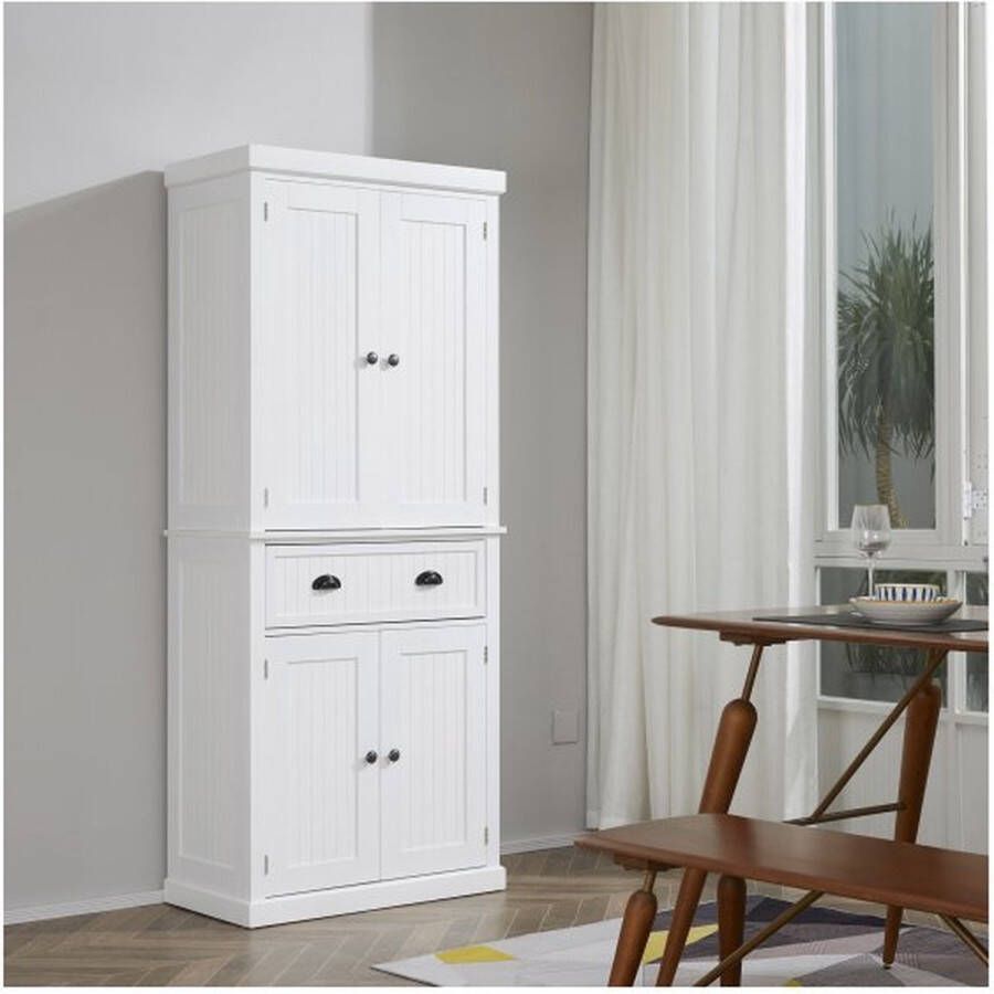 ZaZa Home & Office Keukenkast vaatwass hoge kast eetkamerkast met lade 6 niveaus MDF wit 76 2 x 40 2 x 183 cm