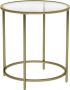 ZaZa Home & Office Zaza Home bijzettafel rond glazen tafel met gouden metalen frame kleine salontafel nachtkastje sofatafel balkon robuust gehard glas stabiel decoratief goud LGT20G - Thumbnail 1