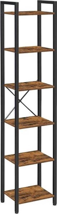 ZaZa Home & Office Boekenkast Keukenrek staand – Opbergkast – Wandkast Industrieel – Opbergrek – 6 Planken – Metaal hout