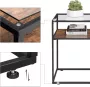 ZaZa Home & Office ZAZA Home console tafel gehard glas industrieel vintage bruin-zwart - Thumbnail 2