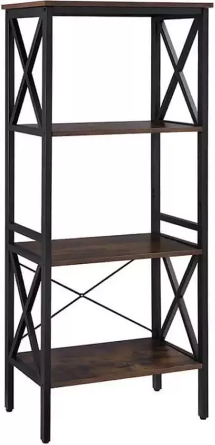 ZaZa Home & Office ZAZA Home Boekenrek Opbergkast Boekenkast Openkast Industrieel Bruin Zwart 56x34x131 cm