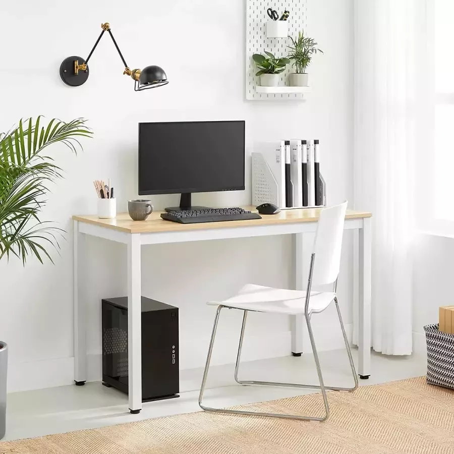 ZaZa Home & Office ZAZA Home Bureau computertafel voor thuiskantoor houtkleur en wit
