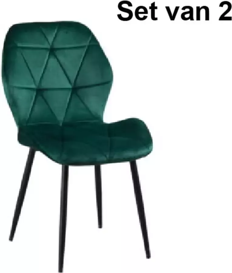 ZaZa Home & Office ZAZA Home Jane fluwelen eetkamerstoelen set van 2 Groen