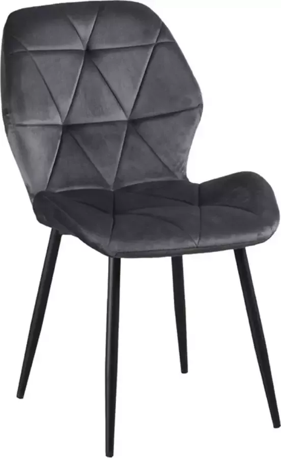 ZaZa Home & Office ZAZA Home Jane fluwelen eetkamerstoelen set van 4 velvet Grijs