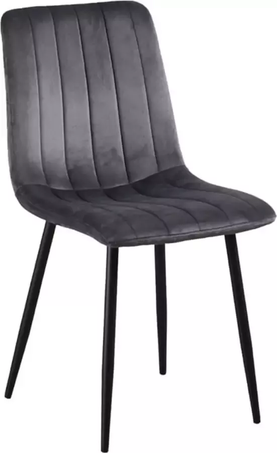 ZAZA Home Eetkamerstoel Jayden – Fluwelen Bekleding – Zwarte Metalen Poten – Grijs - Foto 2