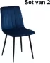 ZaZa Home & Office ZAZA Home Jayden fluwelen eetkamerstoelen set van 2 Blauw - Thumbnail 1