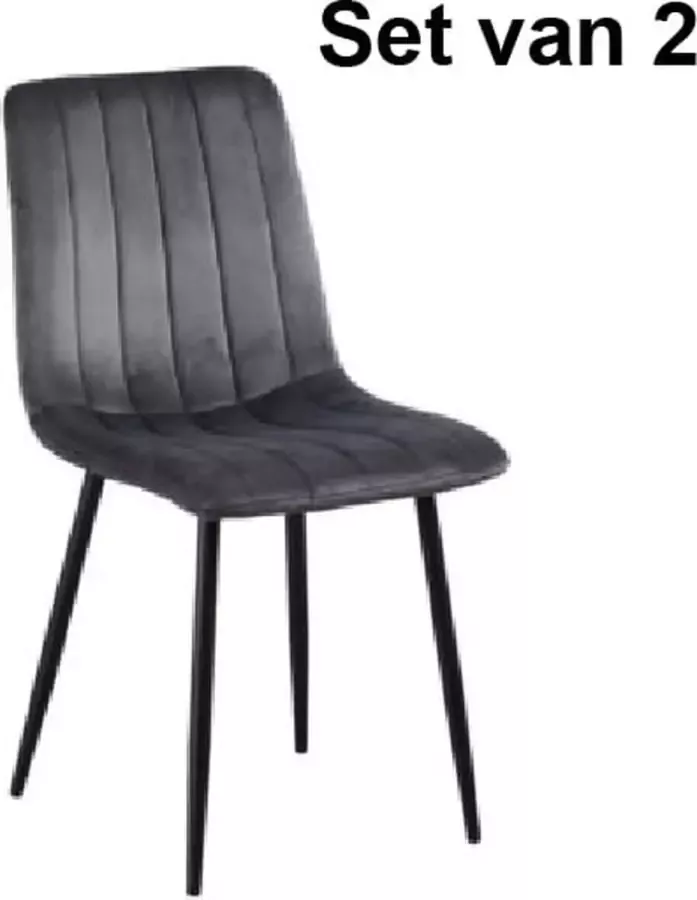 ZaZa Home & Office ZAZA Home Jayden fluwelen eetkamerstoelen set van 2 Grijs