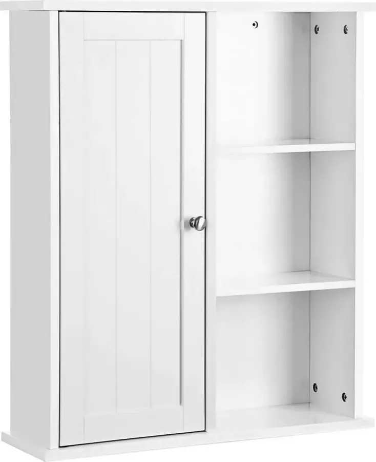 ZaZa Home & Office ZAZA Home kast wandkast badkamerkast keukenkast plank opslag met deur en plank wit 60 x 71 x 18 cm (B x H x D) BBC20WT
